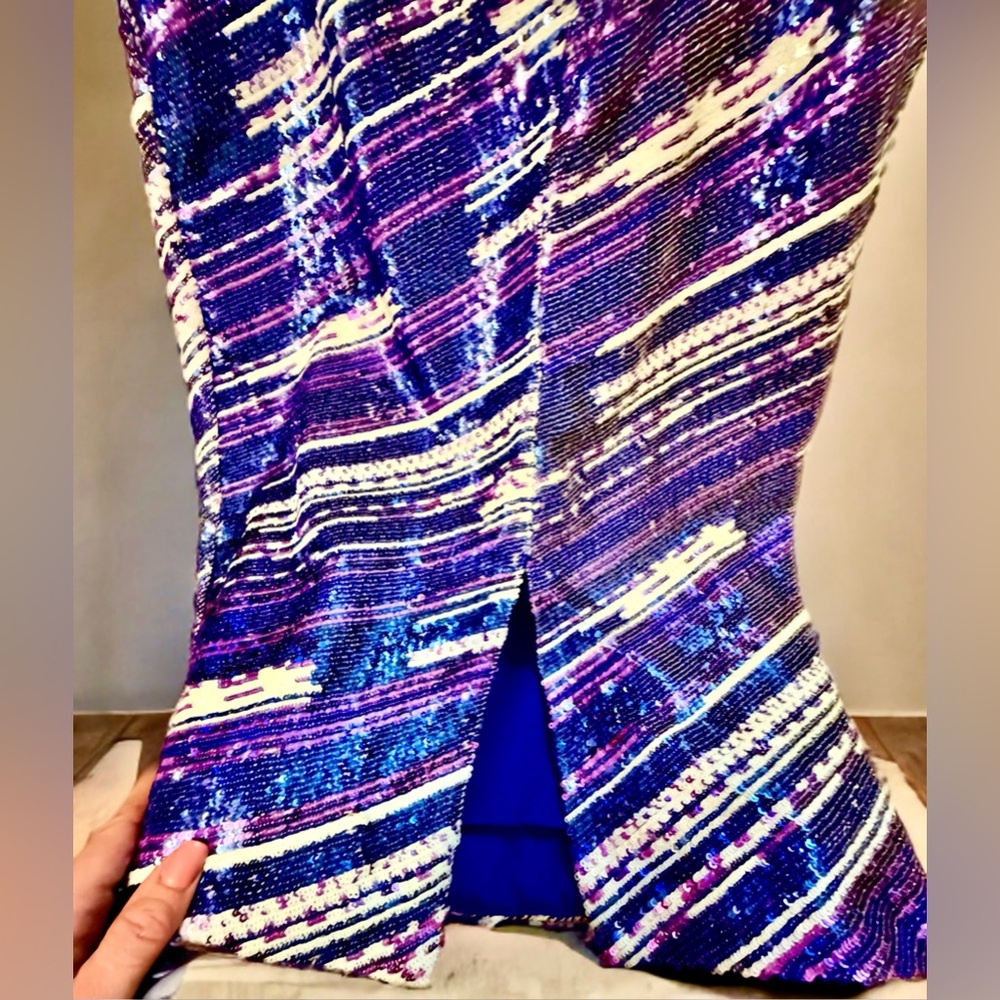 NWT J.Crew Collection Sequin Pencil Skirt - Rainbow Striped Sparkle ✨ - Picture 2 of 5